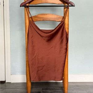 Brown Satin Tank Top